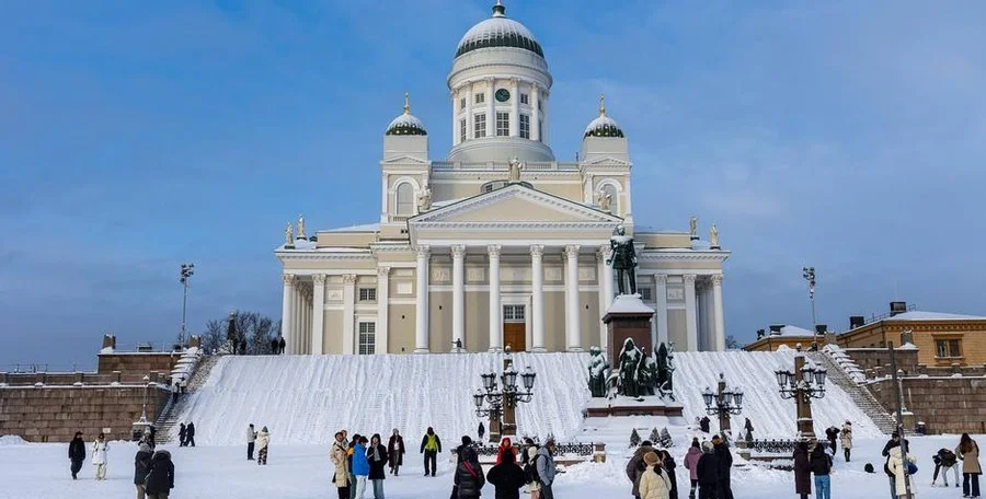 Finnish parliament winter landscape